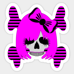 Skull with a Pink Bow Sticker